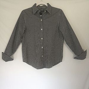 CHAPS Classic Blouse- size XS- Black/White Print - No Iron